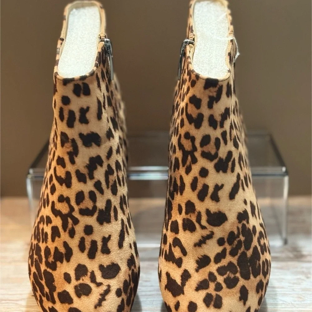 Cape Robbin Leopard Ankle Boots with Pearl Detail